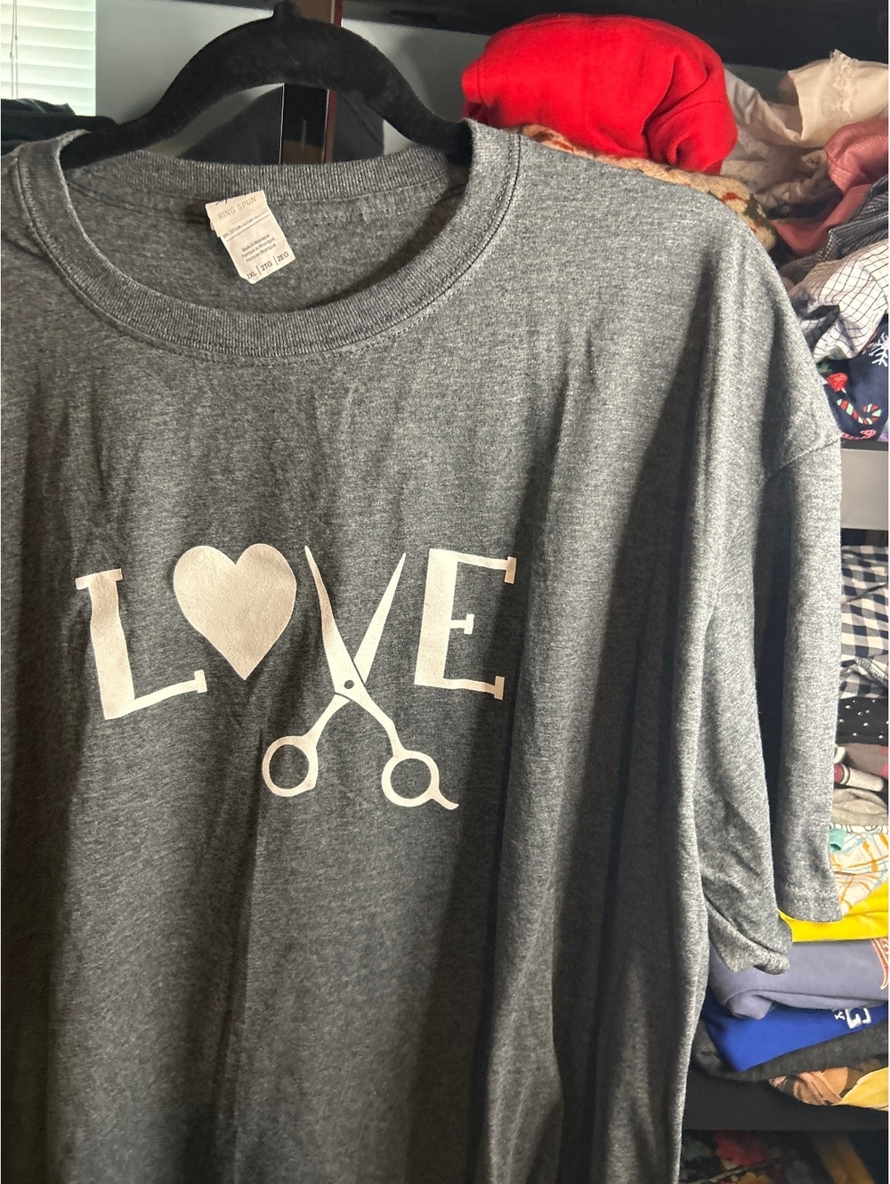 Gildan Softstyle Gray LOVE Graphic T-Shirt Size 2XL